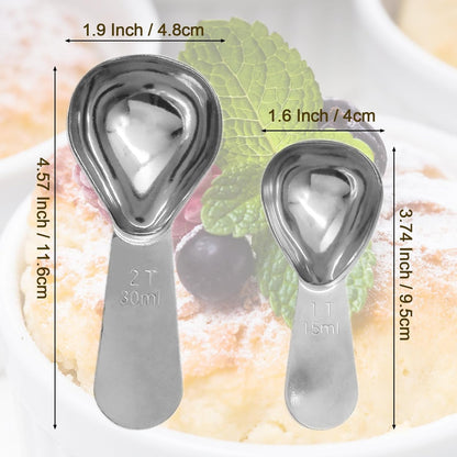 Hitefu 2 Packs Stainless Steel Coffee Scoop Set, 15ml Tablespoon with 30ml Spoon, Short Handle Spoon for Coffee, Tea, Sugar, Protein & Milk Powder (Rose Gold)