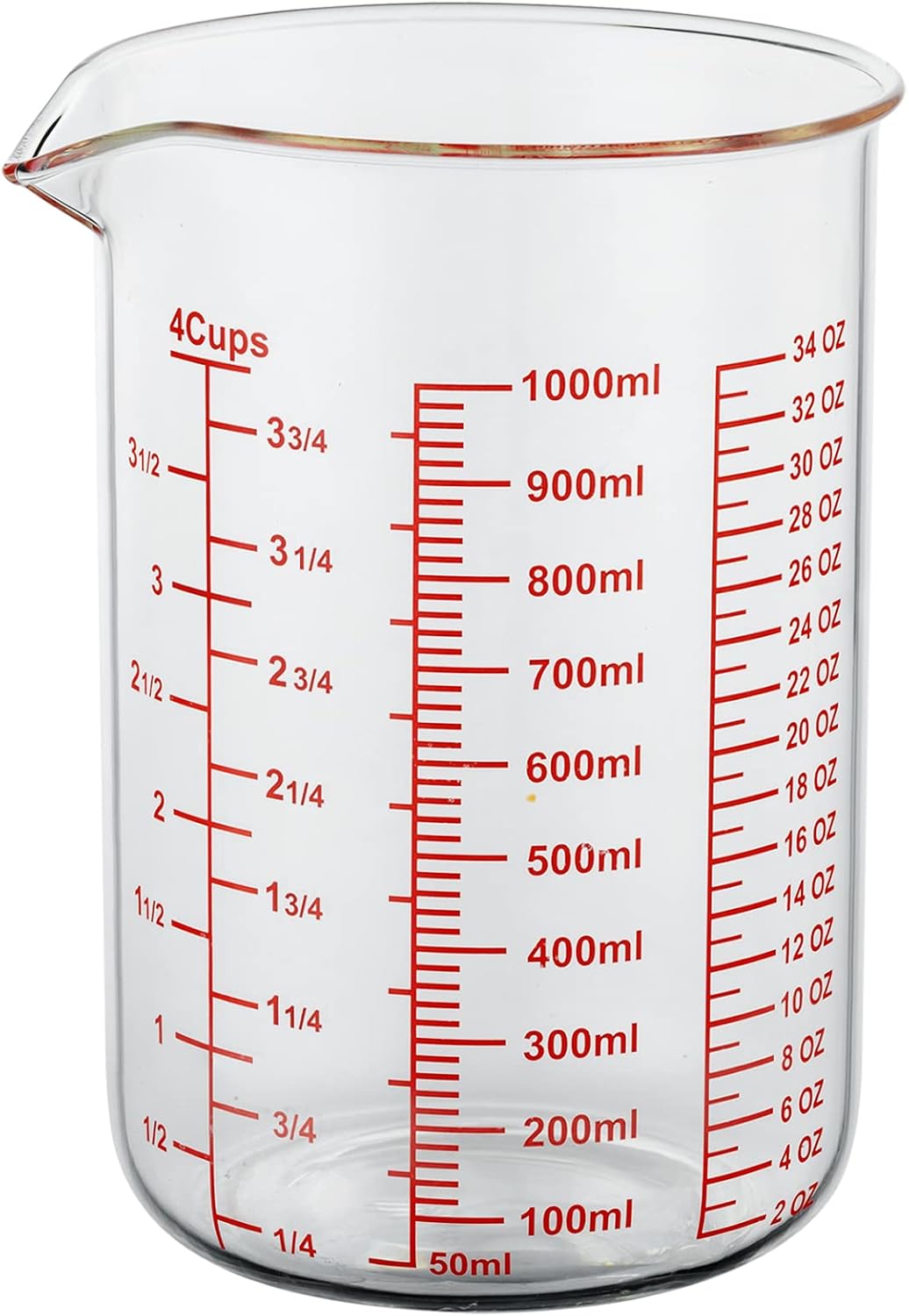 High Borosilicate Glass Measuring Cup-V-Shaped Spout，Glass Measuring Beaker for Kitchen or Restaurant, Easy to Read, 60 ML (2 Oz)-Pack of 2