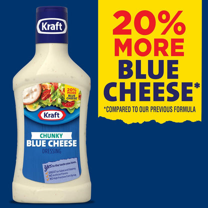 Kraft Dressing, 1 Bottle, for Salads and Dipping, Chunky Blue Cheese, No High-Fructose Corn Syrup, No Artificial Flavors, 16 oz