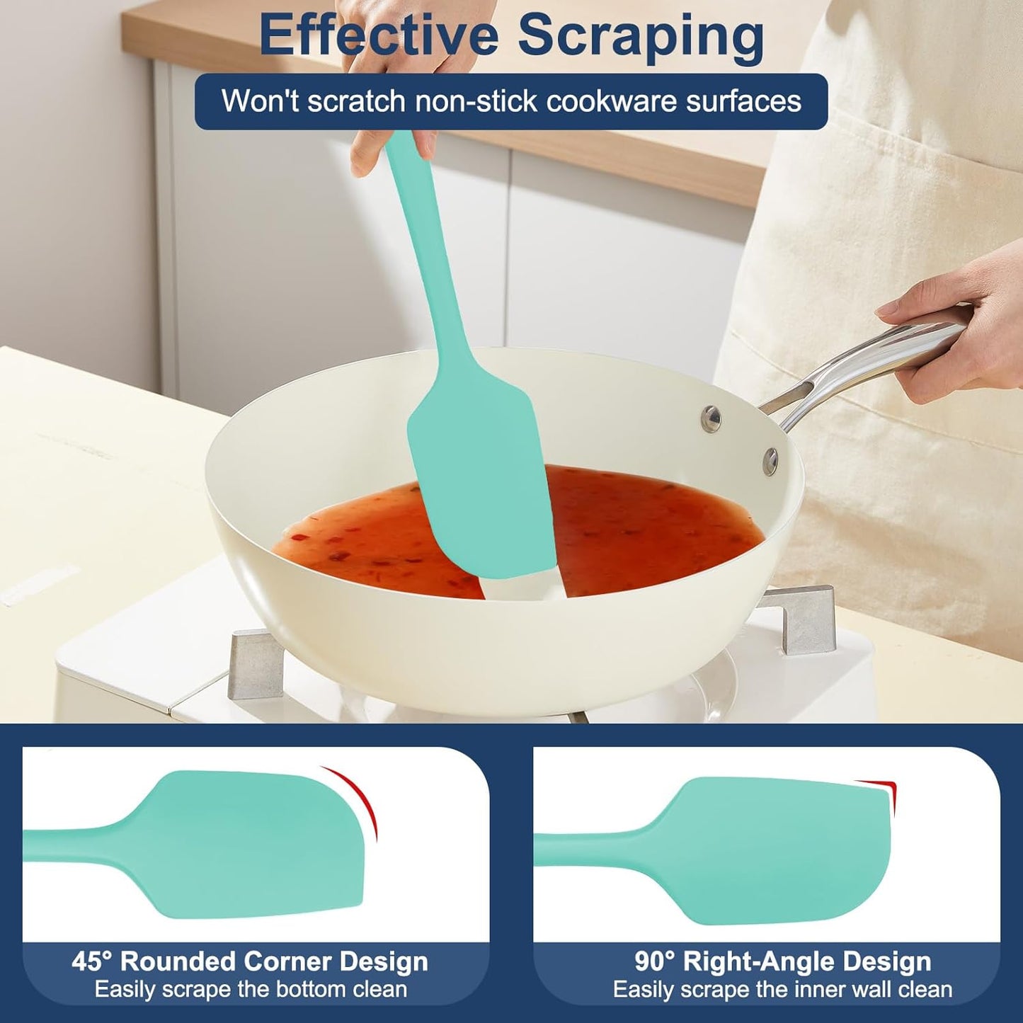 4 Pcs Silicone Spatula Set, 11.4 In, 600°F Heat Resistant Rubber Spatulas for Baking, Cooking & Mixing, Flexible and Non-Stick Kitchen Utensils, Seamless & Dishwasher Safe (Multicolor)