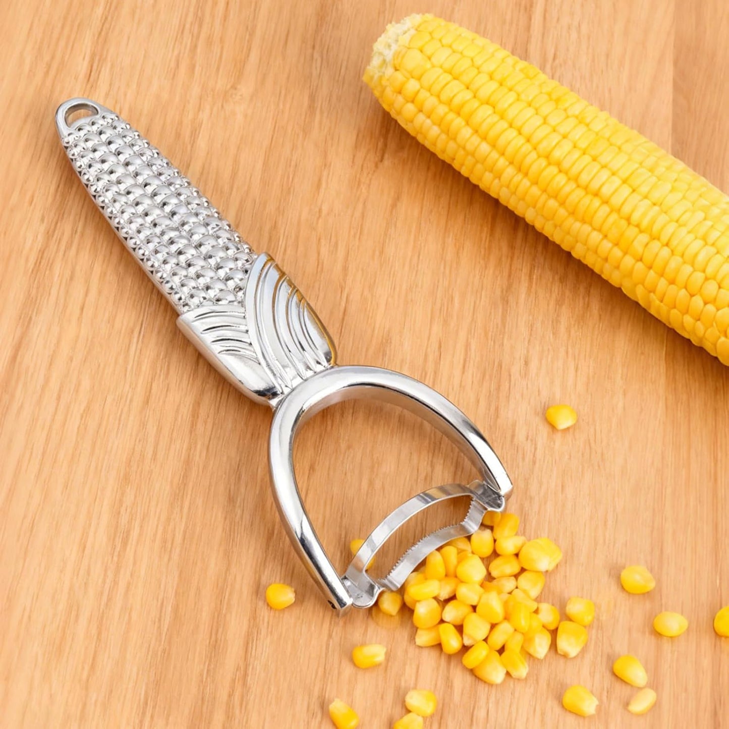 Corn Peeler, Aluminum Stainless Alloy Cobb Kernel Remover Stripping Tool with Non-Slip Handle Stripper & Cutter shucker gobbler Husker Sheller Thresher for Corn on the Cob Kitchen Chef Salads