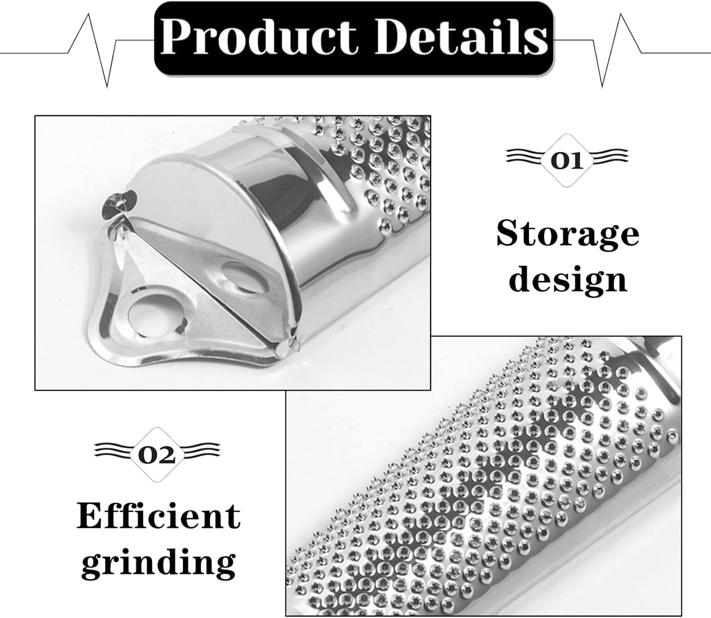 2 Pcs Ginger Grater Multifunctional Stainless Steel Garlic Grater Lemon Tool for Kitchen, Silver