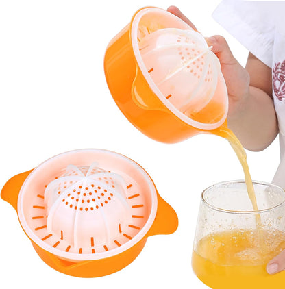 Citrus Orange Juicer, Lemon Manual Hand Squeezer Lime Press Anti-Slip Lid Rotation Reamer with Strainer and Container…