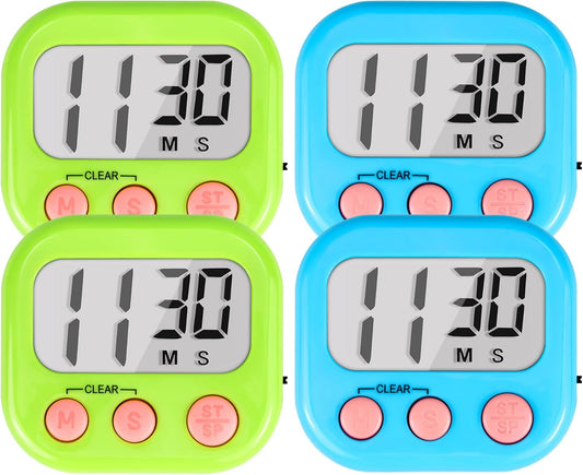 Timer for Kids Teachers Supplies Digital Kitchen Timers for Cooking Large Magnetic Classroom Timer 2Pack-Blue Green