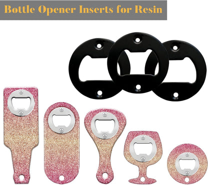 Bottle Opener Insert - 20 Sets Stainless Steel Inserts Kit with Screws Screwdriver for DIY Resin Mould Kit Hardware Parts Supply（black)