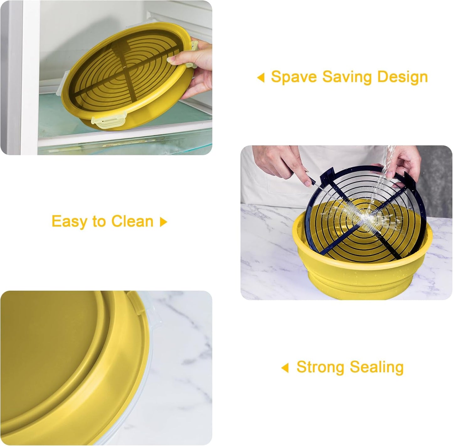 FJNATINH Collapsible Batter Bowl - Mess Free Better Breader Shaker Bowl with Lid Breading Shaker Container - Great for Fried Fish, Fried Chicken, Onion Rings, Wings & More,No Leak,Easy to Store