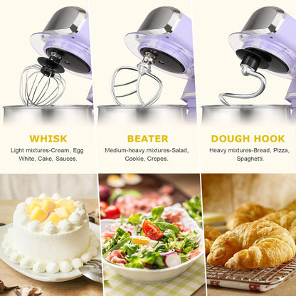 Kitchen in the box Stand Mixer,3.2Qt Small Electric Food Mixer,6 Speeds Portable Lightweight Kitchen Mixer for Daily Use with Egg Whisk,Dough Hook,Flat Beater (Black)