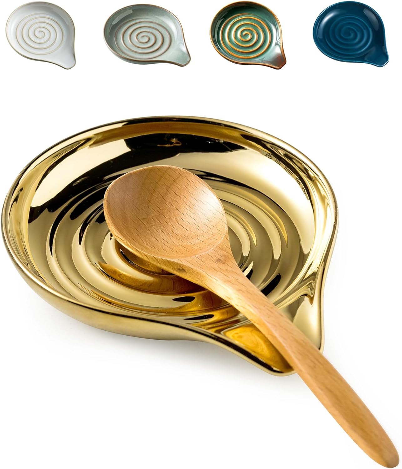 LAUCHUH Spoon Rest, Large Ceramic Spoon Holder for Kitchen Counter Spatula Rest Heat-Resistant Spoon Rest for Stove Top Cooking Utensil Holder, Farmhouse Kitchen Décor for Father's Day, Cream, 5 Inch