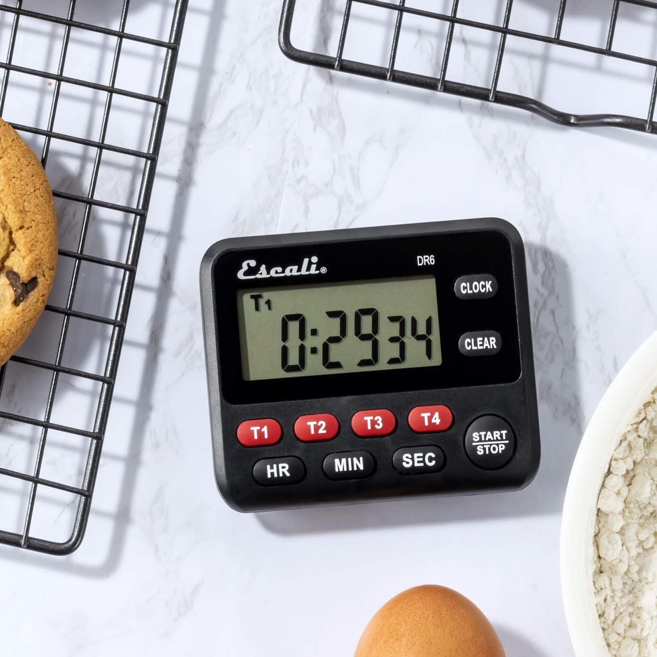 Escali Extra Loud Display Digital Kitchen Timer with Clock Mode, Recall Timer Magnetic Back