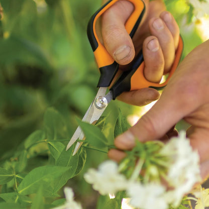 Fiskars 6" Pruning Scissors for Flowers, Buds, Weeds and Small Plants, Garden Snips with Resin Resistant Nonstick Stainless Steel Blades, Gardening Trimmers with Comfortable Handle