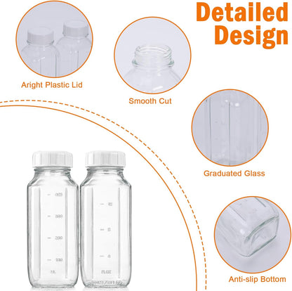 Salad Dressing Container 16 Oz, 2 Pack Glass Salad Dressing Shaker Bottle for Kitchen Countertop, with Silicone Spout and Leakproof Lid, Glass Shaker Bottle for Oil, Vinegar, Home Meal Prep Storage