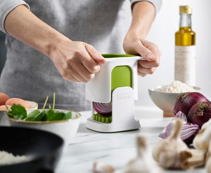 Joseph Joseph ChopCup Vegetable Chopper and Dicer, Sharp Stainless Steel blades, White