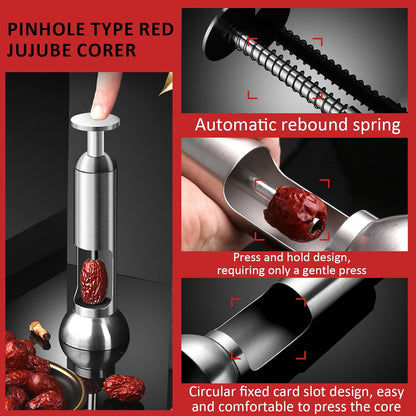 VolksRose Cherry Pitter Tool, Multi Stoner Fruit Remover with Stainless Steel Rod, Dates Pitting Device for Red Dates, Hawthorn, Cherries, Jujubes
