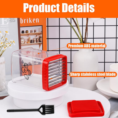 Cup Slicer Fruit, Fast Stainless Steel Vegetable Slicer Portable Strawberry Cutter with Cleaning Brush Handheld Slicing Tool Kitchen Cutting Gadget for Banana Egg Salad