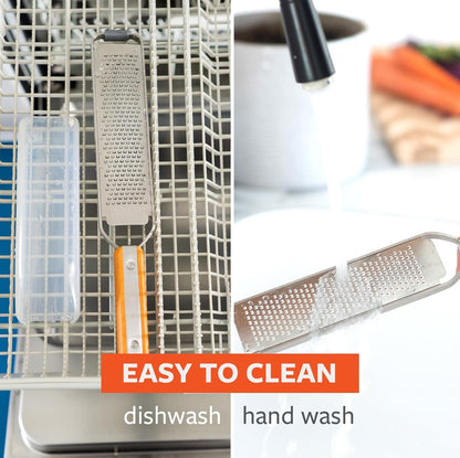 Full Circle Simply the Zest, Fine Grater and Zester with Innovative Food Catcher, High Performance Zesting – Perfect for Parmesan, Garlic, Lemon, Fruit, Chocolate and Ginger, Dishwasher Safe