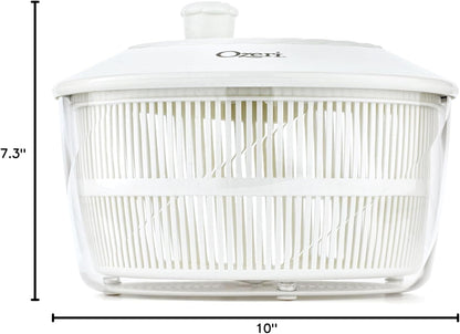 Ozeri Italian Made Fresca Salad Spinner and Serving Bowl, BPA-Free, Green, 4.4 qt