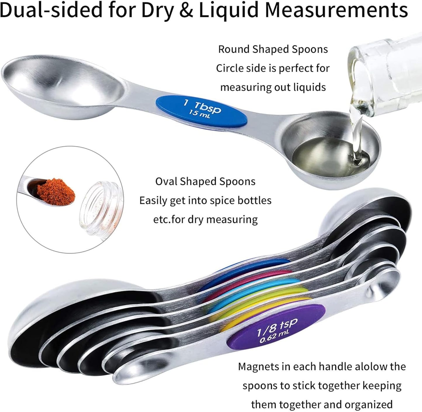 TILUCK Measuring Cups and Spoons Set, Stainless Steel, Kitchen Utensils for Cooking and Baking (10)
