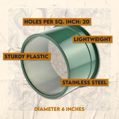SE 5.5 Inch Mini Stackable Classifier Gold Prospecting Pan - 50 Holes/Square Inch Stainless Steel Mesh Sifting Pan, Green