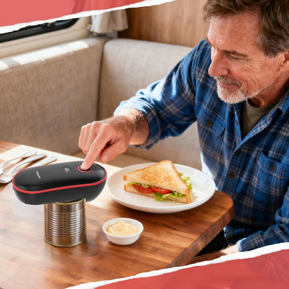 Handsfree Smart Touch Rechargeable Electric Can Opener Easy Flex Side Cut All Can Sizes with LED Display and Smooth Edge Safety for Arthritis & Seniors, Auto Kitchen Christmas Gifts (Black)