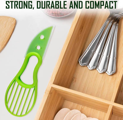 Avocado Peeler 3 in 1 Tool - Hassle-free Avocado Slicer, Pitter & Scooper - Kitchen Gadget for Hass Avocados - Easy to Use, Plastic Avocado Knife, Green - Must-Have Avocado Accessory!