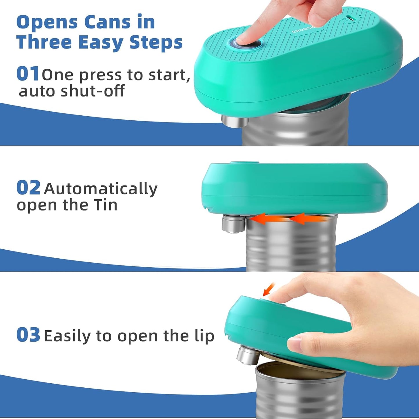 Electric Can Opener, Rechargeable Can Openers for Seniors & Arthritis, One-Touch Automatic Can Opener, Hands-Free, Smooth Edge, Compact, Kitchen Gadgets