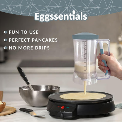 Eggssentials – Pancake Batter Dispenser, Batter dispenser with Squeeze Handle Mess-Free, Cupcakes, Waffles & More – Durable, Easy-Pour Pancake Dispenser Bottle for Smooth Baking