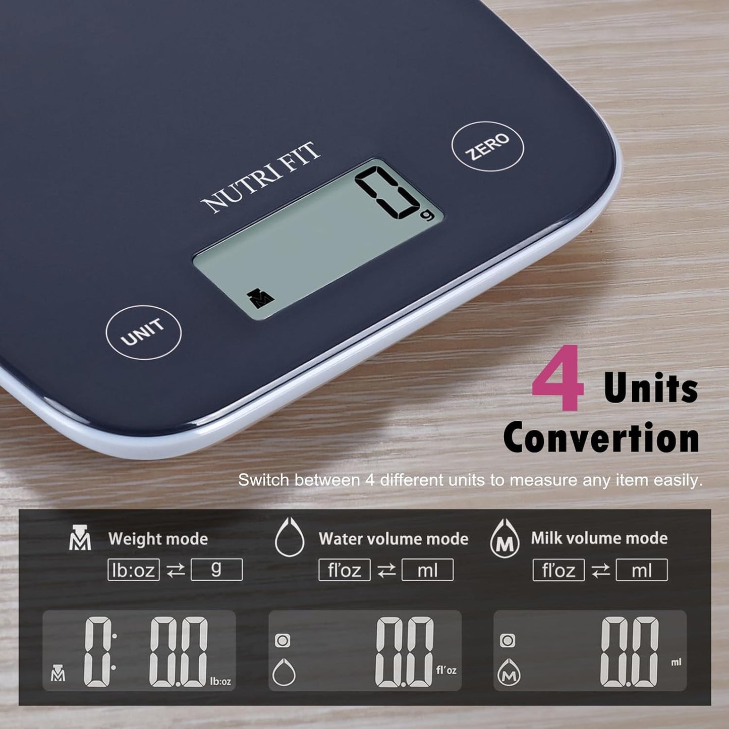 NUTRI FIT Digital Food Scale, 11lb Kitchen Scale Digital Weight, Cooking Scale for Food Ounces and Grams, 4 Units with 0.1oz/1g Precision, LCD Display with Tare Function
