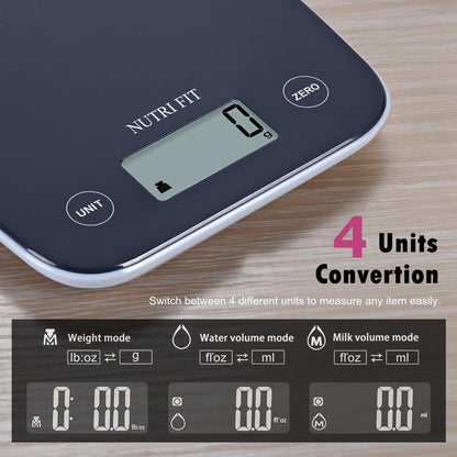 NUTRI FIT Digital Food Scale, 11lb Kitchen Scale Digital Weight, Cooking Scale for Food Ounces and Grams, 4 Units with 0.1oz/1g Precision, LCD Display with Tare Function