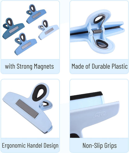 Mr. Pen- Magnetic Bag Clips, 4 Pack, 5" Wide, Heavy Duty Chip Clips for Food Storage, Durable Plastic with Strong Magnet, Non-Slip Grip for Fridge, Snacks, Kitchen, Office