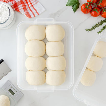 Chef Pomodoro Pizza Dough Proofing Box, 14 x 11-Inch, Preparation Container with Lid, Fits 4-6 Proofing Balls, Household Pizza and Bread Dough Tray With Convenient Carry Handle (Blue)