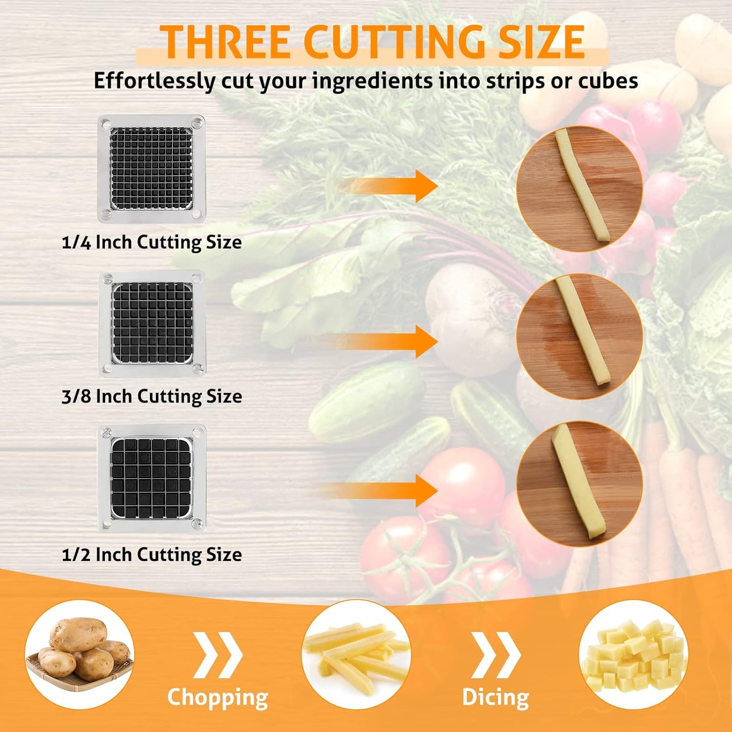 WICHEMI Replacement Chopper Blade 1/2" Blade Commercial Vegetable Chopper Stainless Steel Onion Chopper Dicer Blades and Pusher Block for Tomato Dicer French Fry Cutter