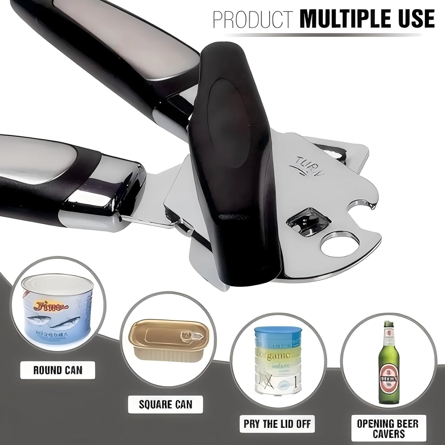 Phmnkl Manual Can Opener & Wine Corkscrew Set, Smooth Edge Safe Cut, Ergonomic Soft Grip for Seniors & Arthritis, Food Grade Stainless Steel, Great Kitchen Gift for Home & Camping