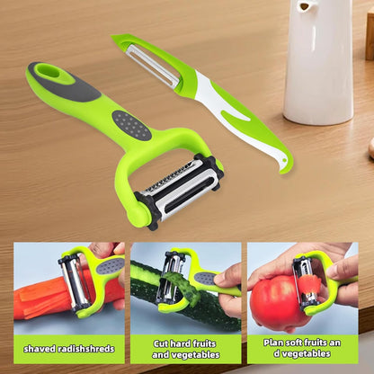 Razor-Sharp 4 In 1 Veggie Peelers For Kitchen Potato Peeler,2PCS I&Y Peeler For Peeling-Slicing-Shredding-Julienning-Excising,Vegetable Peeler With Rotary Stainless Blade& Non-Slip Handle