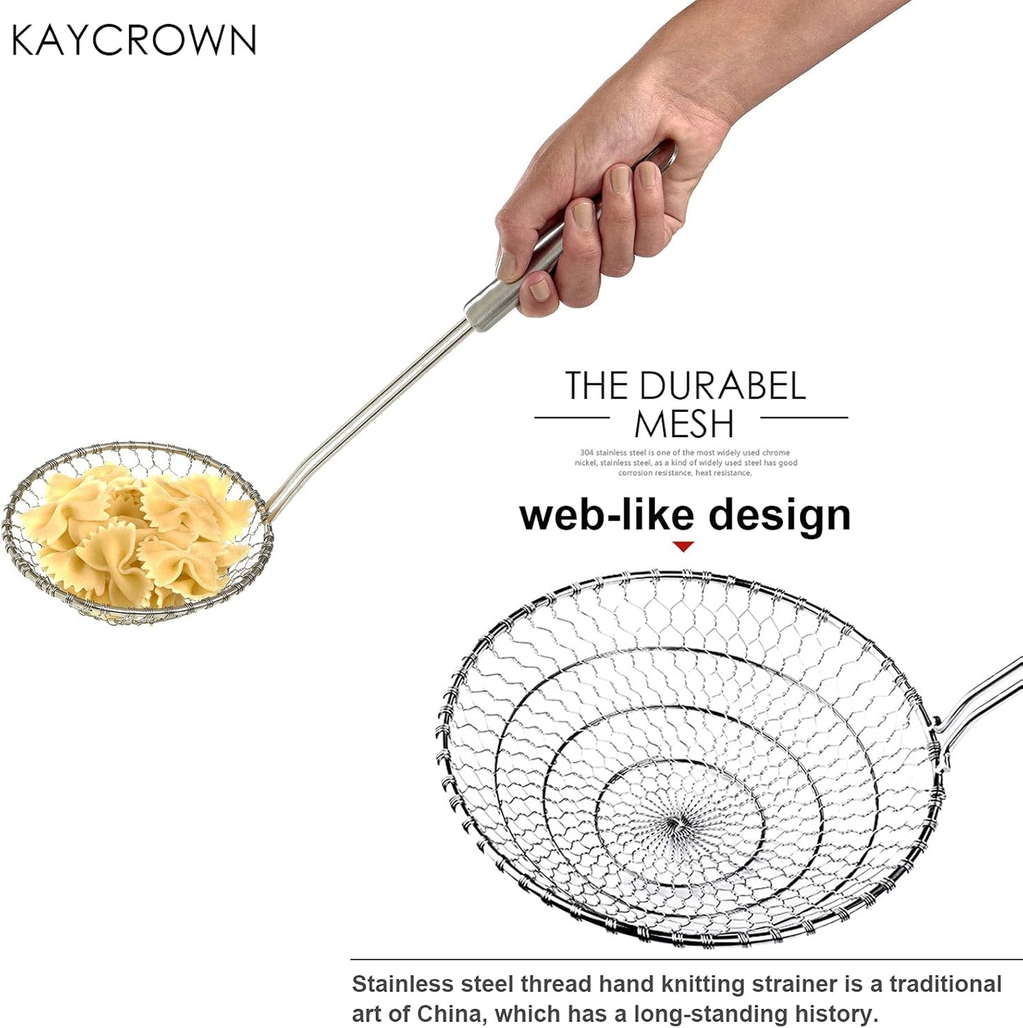 Best Utensils Asian Kitchen Stainless Steel Spider Strainer Professional Wire Skimmer with Spiral Mesh (7-Inch Strainer Basket)