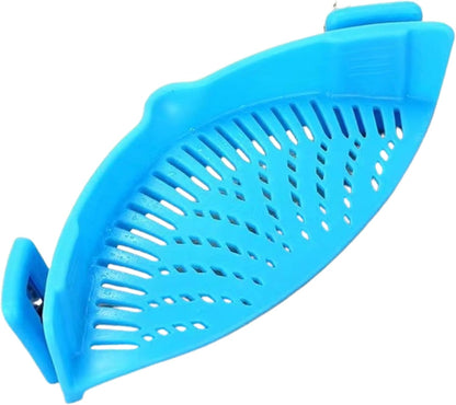 Strainer For Pasta Vegetable Noodles Pot Bowl, Adjustable Clip on Colander Pour Spout, Kitchen Gadget (Green)