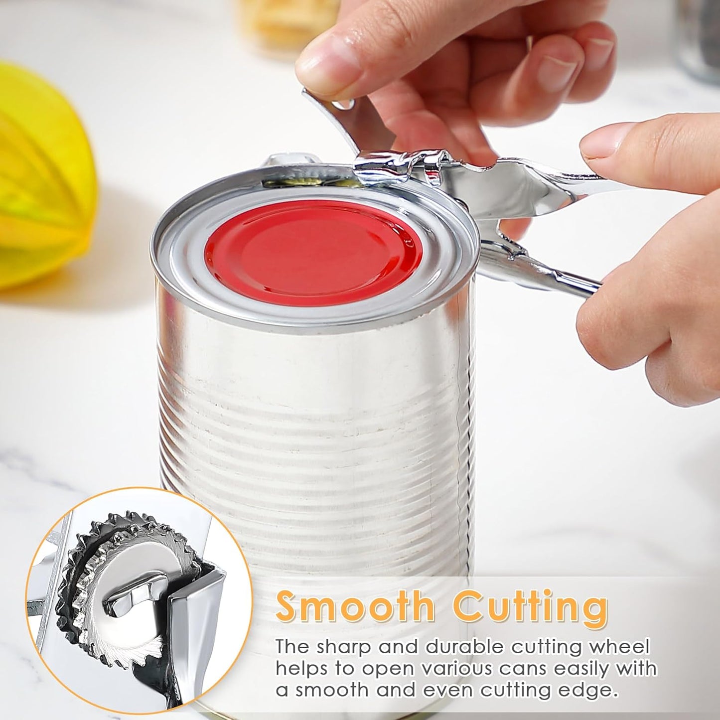 2 Pack Can Opener Manual, Safety Commercial Smooth Edge Can Opener, Heavy Duty Stainless Steel Hand Held Canned Open, Small Side Cut abrelatas, Multifunctional Bottle Open for Camping, Kitchen