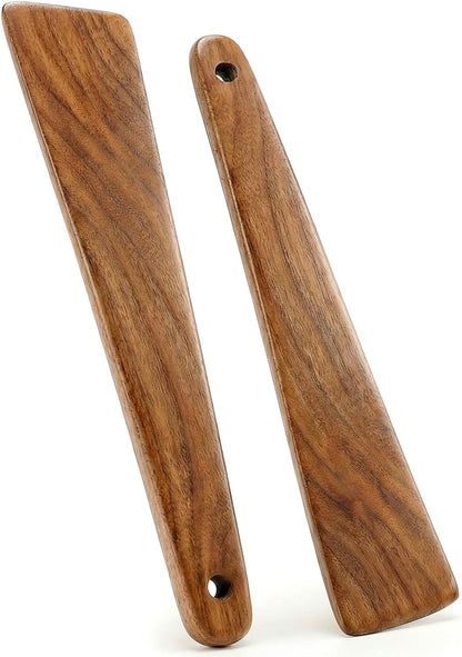 2 Pack Wooden Spurtle for Sourdough Starter Wood Thin Spatula Mixing Tool Sour Dough Whisk Mixer Warmer Bread Accessories Jar Spatula Sourdough Scraper Stirrer Skinny Spatula Spurtle Sourdough Gifts