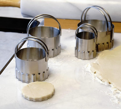 RSVP International Endurance Round Biscuit Cutters - Stainless Steel, Set of 4 | Nest for Easy Storage | For Cutting Thick or Thin Dough | Professional | High Handle Arch