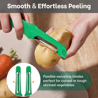 Beneno Swivel Vegetable Peeler, Razor-Sharp Smooth Peeling Potato Peelers with Stainless Steel Blades, Ergonomic Comfort Non-Slip Rubber Handle, Durable Kitchen Peelers with Potato Eye Remover, Black
