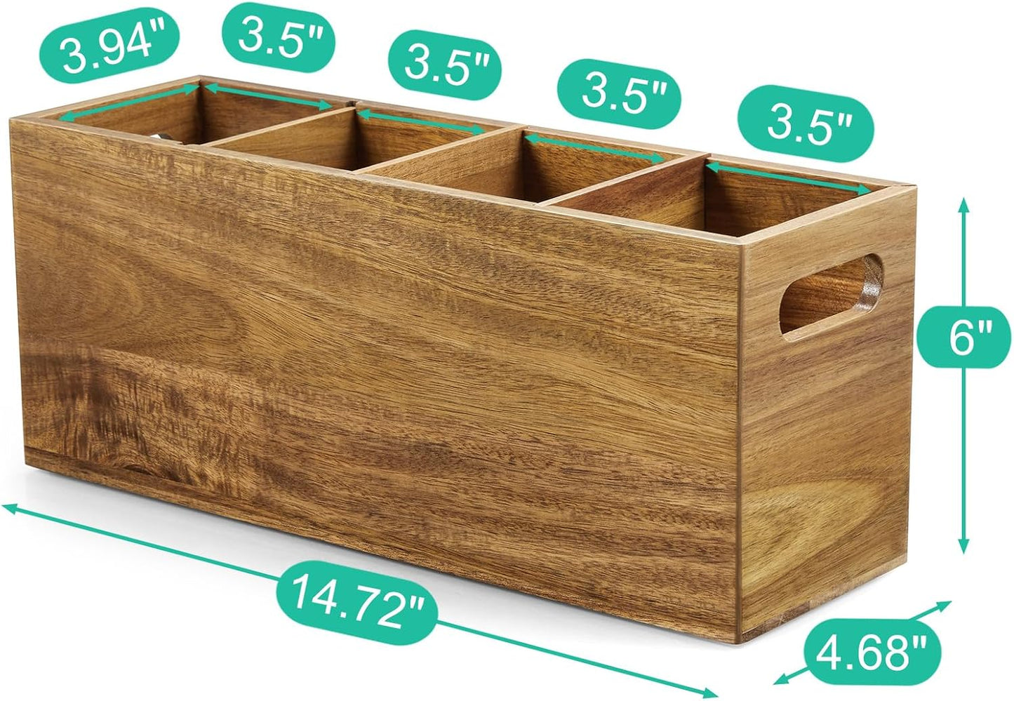 ALELION Black Kitchen Utensil Holder for Countertop - Wooden Large Utensil Caddy Organizer for Counter - 3 Compartment Cooking Utensil Crock for Silverware Spoon Spatula