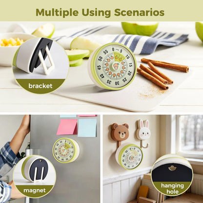 Kitchen Timer, Kitchen Countdown Cooking Reminder No Battery Required Magnetic Time Management Timer, Xmas Gift, Green