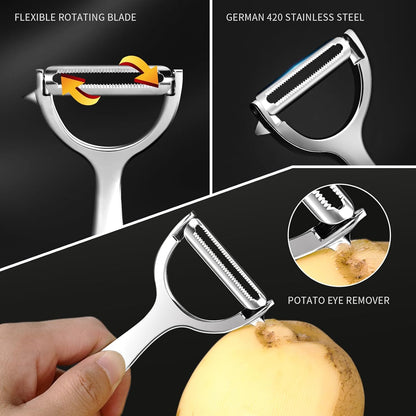 MAD SHARK Ultra Sharp Vegetable Peelers for Kitchen Fruit Apple Potato Peelers,Design with Ergonomic Non-Slip Handle, Y+I Shaped Stainless Steel Serrated(2pc）