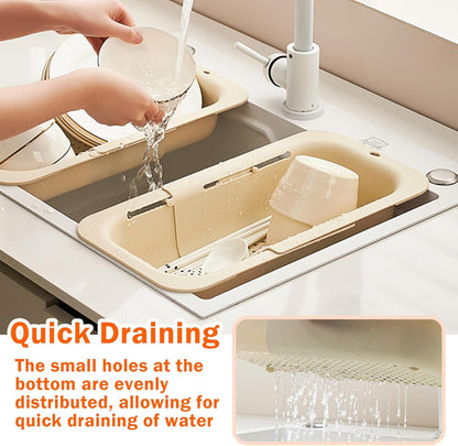 Ceruaxb Collapsible Over the Sink Colander Strainer Basket, Plastic Fruit Vegetable Strainer Drainer Basket for Kitchen (2, Grey)
