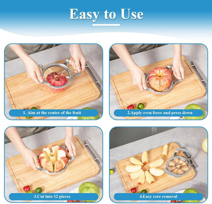 Apple Slicer and Corer, Basic Model with 12 Sharp Stainless Steel Blades - Zinc Alloy Case for Effortless Slicing & Coring