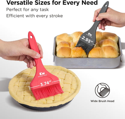 Kitchen Mama Platinum Silicone Extra Wide Pastry & Basting Brush Utensil Set – Heat Resistant, Dishwasher Safe, BBQ Grilling, Cooking, Baking, Perfect For Outdoor, and Butter, Egg Wash, Oil and Sauce