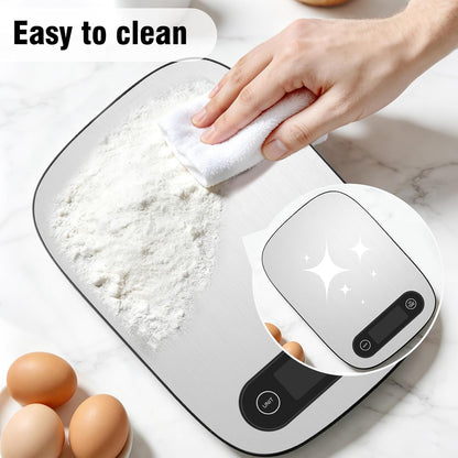 Food Scale, 11lb Kitchen Scale with 6 Units Tare Function & Backlit LCD, Precise 1g Stainless Steel Digital Scale, Hanging Design for Baking, Cooking, Healthy Eating and Meal Prep (Batteries Included)