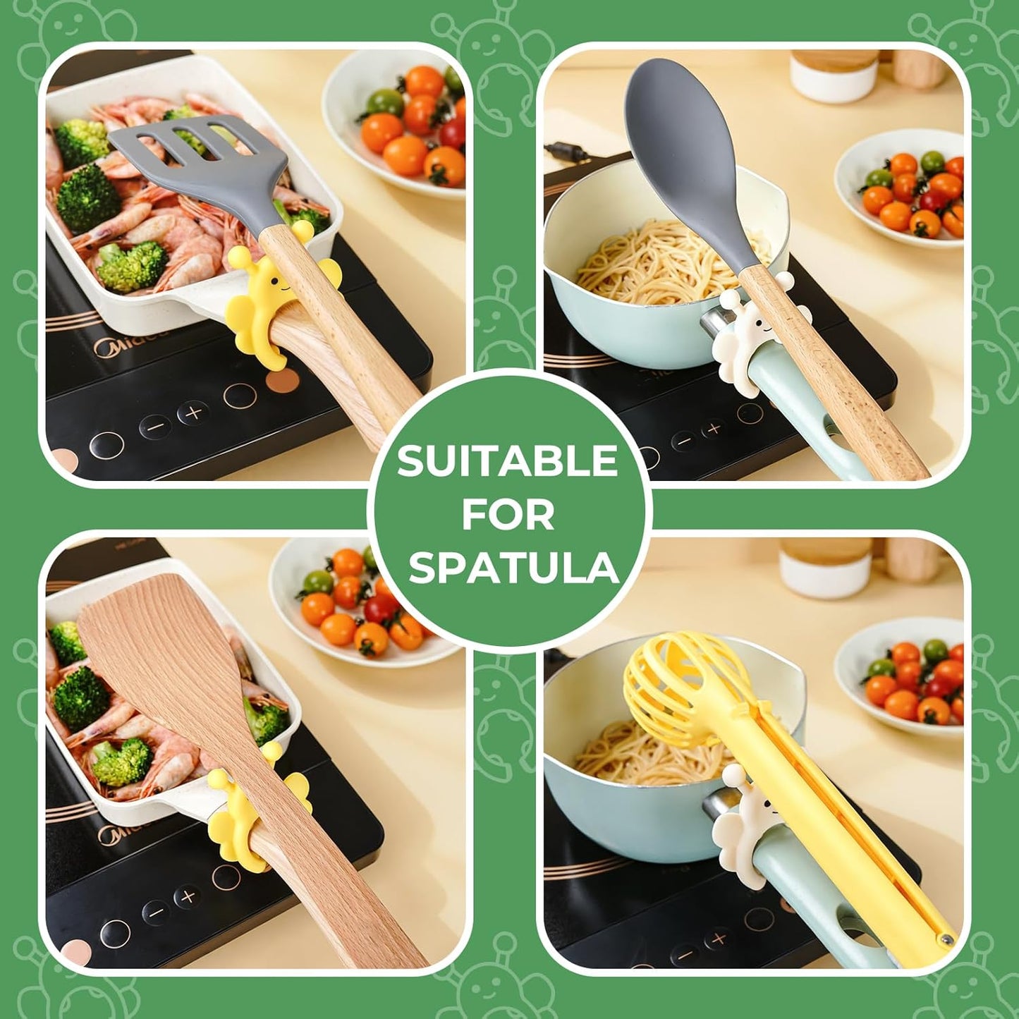 Bow Spoon Holder Cute Spoon Rest for Stove Top, Steam Releaser & Lid Lifter – Heat Resistant Silicone Cooking Gadget, Cute Kitchen Accessories, Gift for Home Cooks