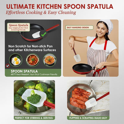Flexible Rubber Spatulas, Silicone Spatula Set, Soft Rubber Spatula Scraper 9.5 Inches, Commercial Spatula, Silicone Scraper Spatula,Spatulas Set Resistant to 500℉ (2 Scrapers 9.5")