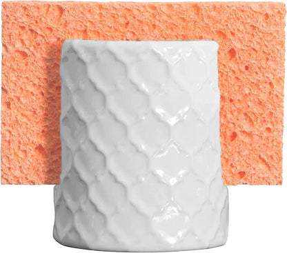 Home Acre Designs Sponge Holder for Kitchen Sink - Rustic Farmhouse Home & Kitchen Decor - White Ceramic