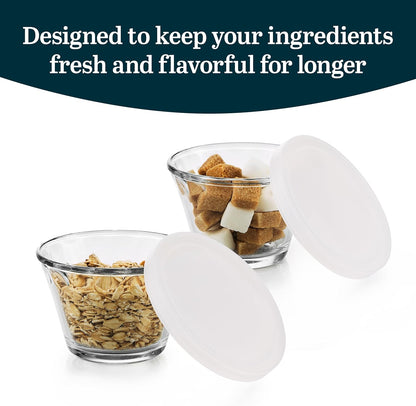Libbey Small Glass Prep Bowls with Lids, Set of 8, 6.25 oz Small Bowls- Ideal for Leftovers, Meal Prep & Dips, Durable & Dishwasher Safe